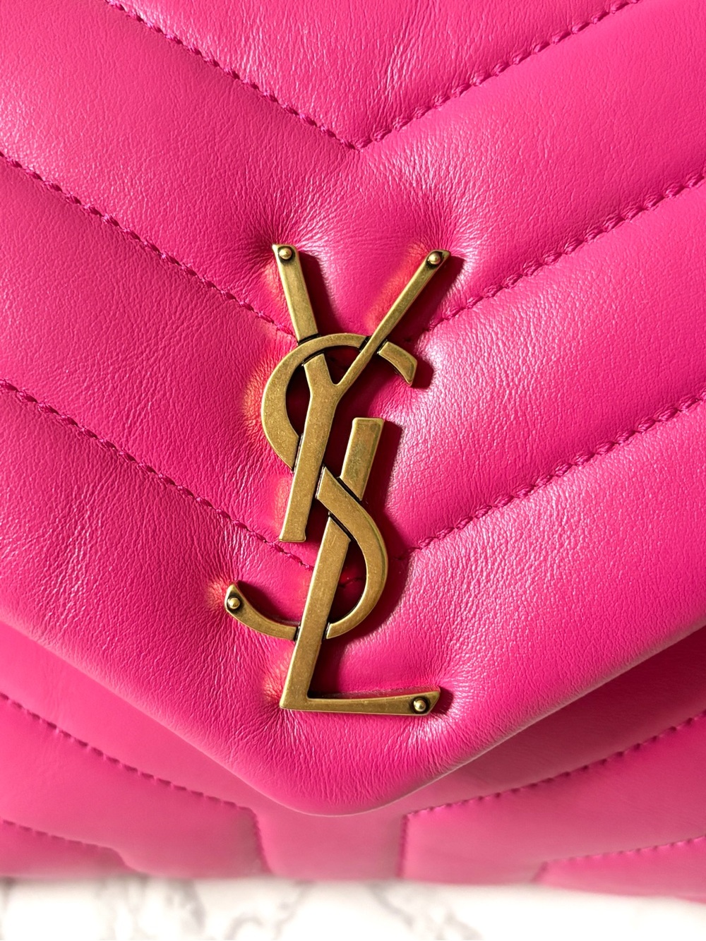 RARE Saint Laurent YSL Small Loulou Pink Fuchsia Shoulder Bag - Picture 10 of 17